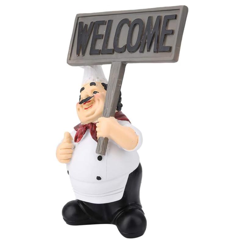 Chef Figurine with WELCOME Sign Board